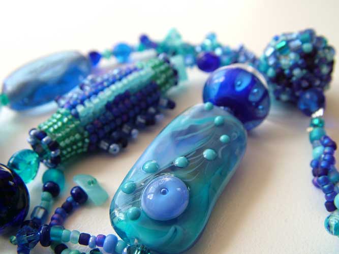 Lynn Davy Beading - Blue Bananas necklace (detail).  Photography by Joanna Bury