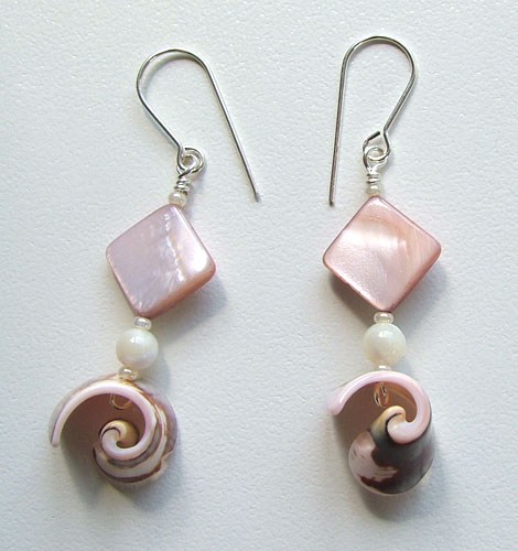 Lynn Davy Beading - Pink Shell Earrings.  Photography by Joanna Bury     